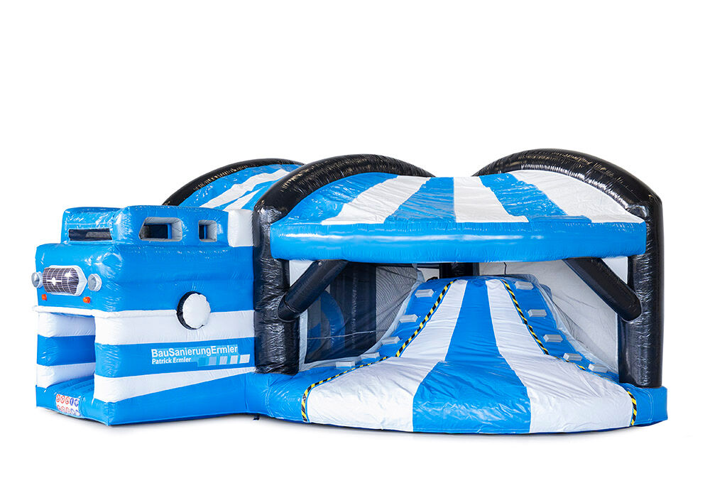 Kup promocyjne, wykonane na zamówienie, dmuchane zamki BARKAS B1000 Multiplay XL. Zamów teraz nadmuchiwane dmuchane zamki reklamowe we własnej identyfikacji wizualnej w JB Dmuchańce Polska